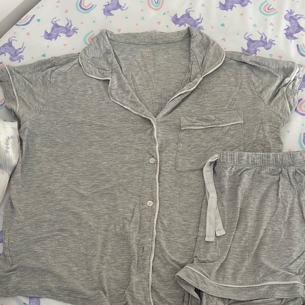 Stars Above Gray Pajama Set Soft Knit Sleepwear